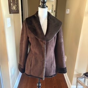 Covington Plush Faux Fur Jacket in Chocolate Brown